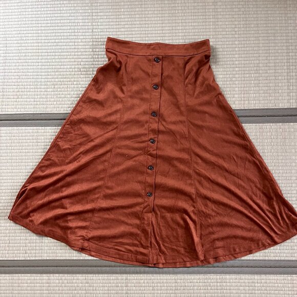 🍂 Banana Republic Faux Suede A-Line Skirt - Rust Brown (Size 4) - Picture 2 of 5